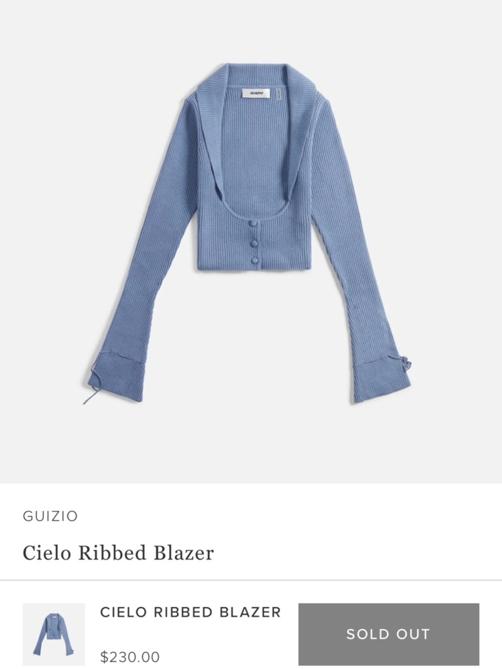 Kith Guizio Cielo Ribbed Blazer Sweater - Dusty Blue